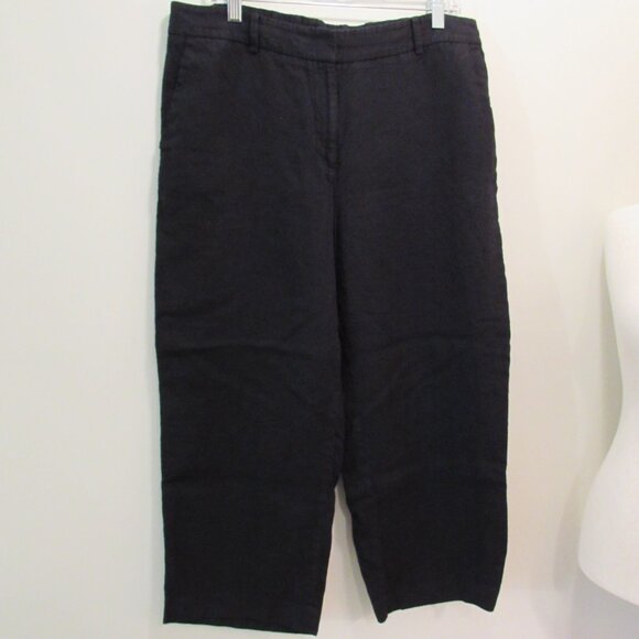 Talbots Black 100% Linen Relaxed Crops Size 12 - Picture 1 of 16